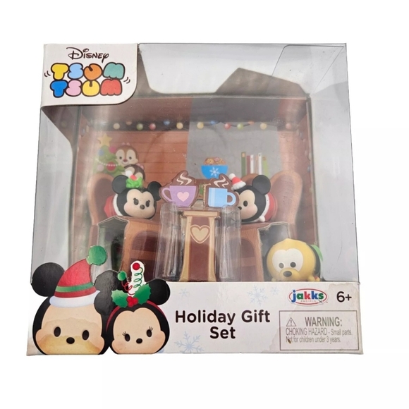 Tsum Tsum Exclusive Holiday Mickey Minnie Pluto Gift Set Playset 2017 NIB - Picture 8 of 8